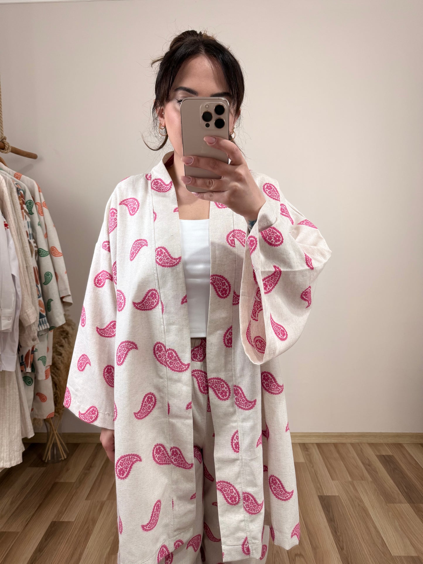 Pembe Desenli Keten Takım - Sartorial Clothing Co.