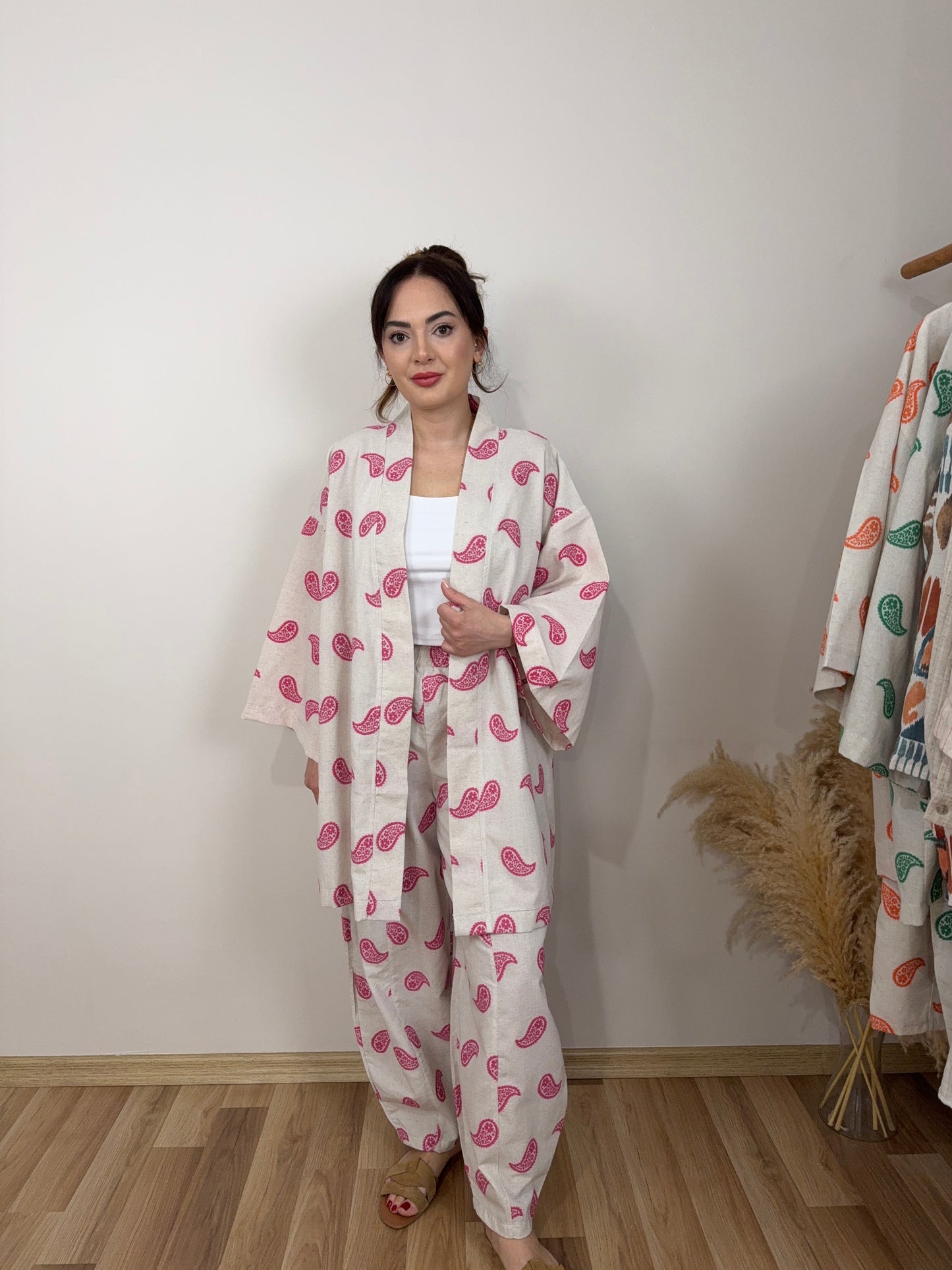 Pembe Desenli Keten Takım - Sartorial Clothing Co.