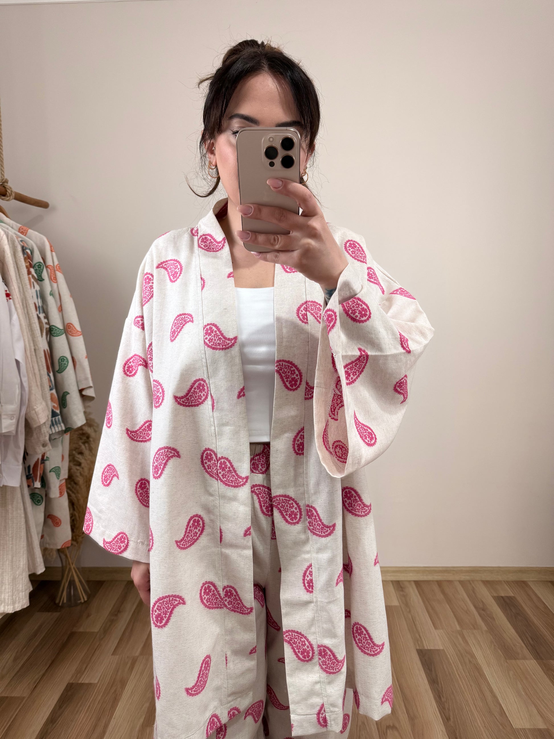 Pembe Desenli Keten Takım - Sartorial Clothing Co.