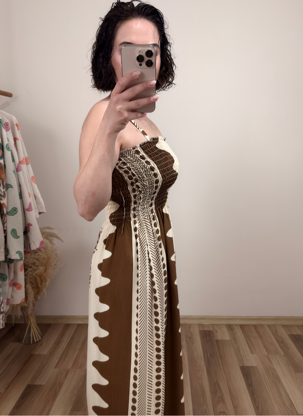 Askılı Bej/Kahve Elbise - Sartorial Clothing Co.