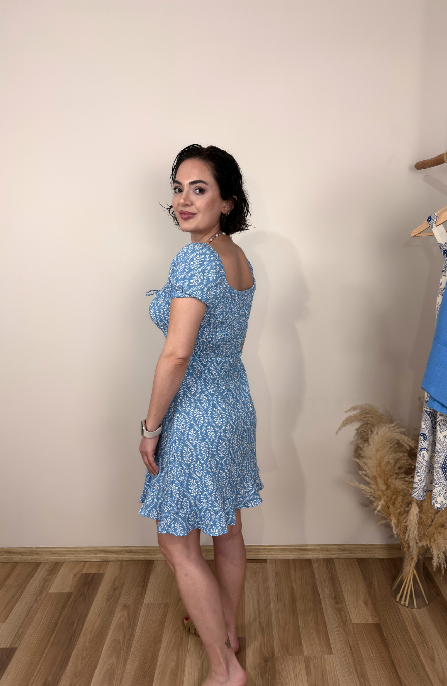 Mavi Desenli Elbise - Sartorial Clothing Co.